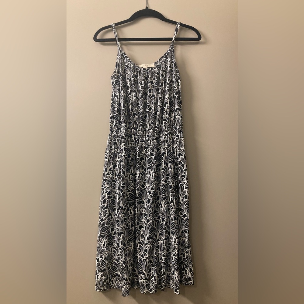 Black & White Floral Summer Spaghetti Strap Dress